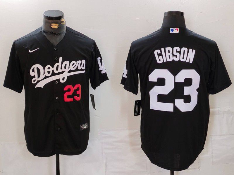 Men Los Angeles Dodgers #23 Gibson Black Nike Game 2024 MLB Jersey style 3